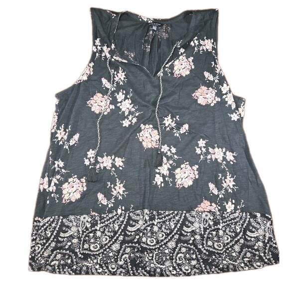 Lucky Brand Tops - Lucky Brand Tank Top Women's XL Floral Paisley Mixed Print Tassel Boho
